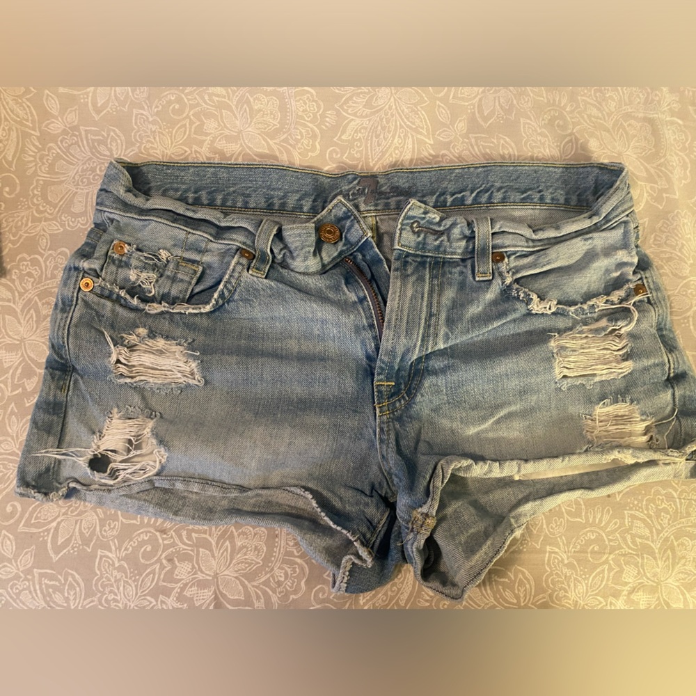 Seven for all mankind, 7 for all mankind, high waisted light wash cut off shorts